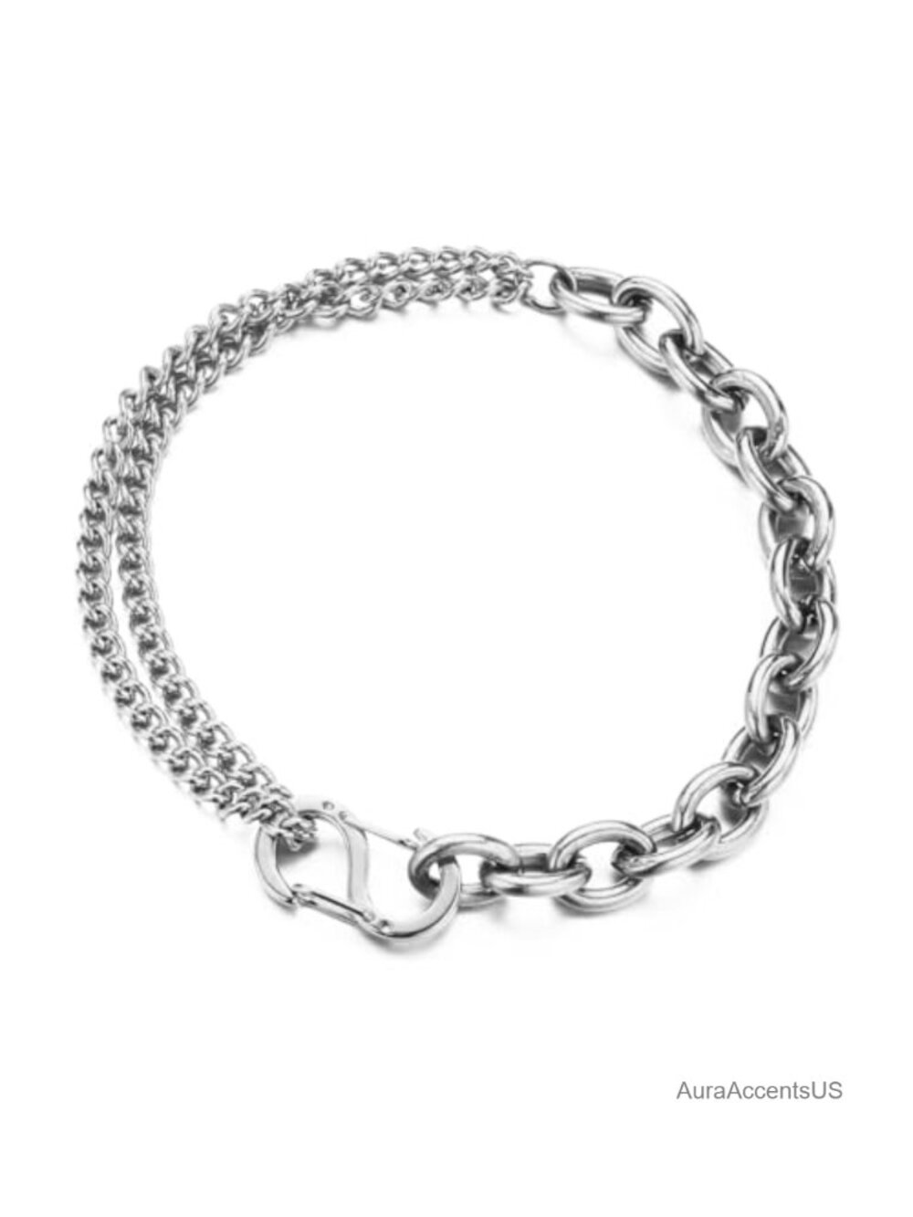 Stainless Steel Chunky Link Chain Bracelet S-Buckle Unisex
